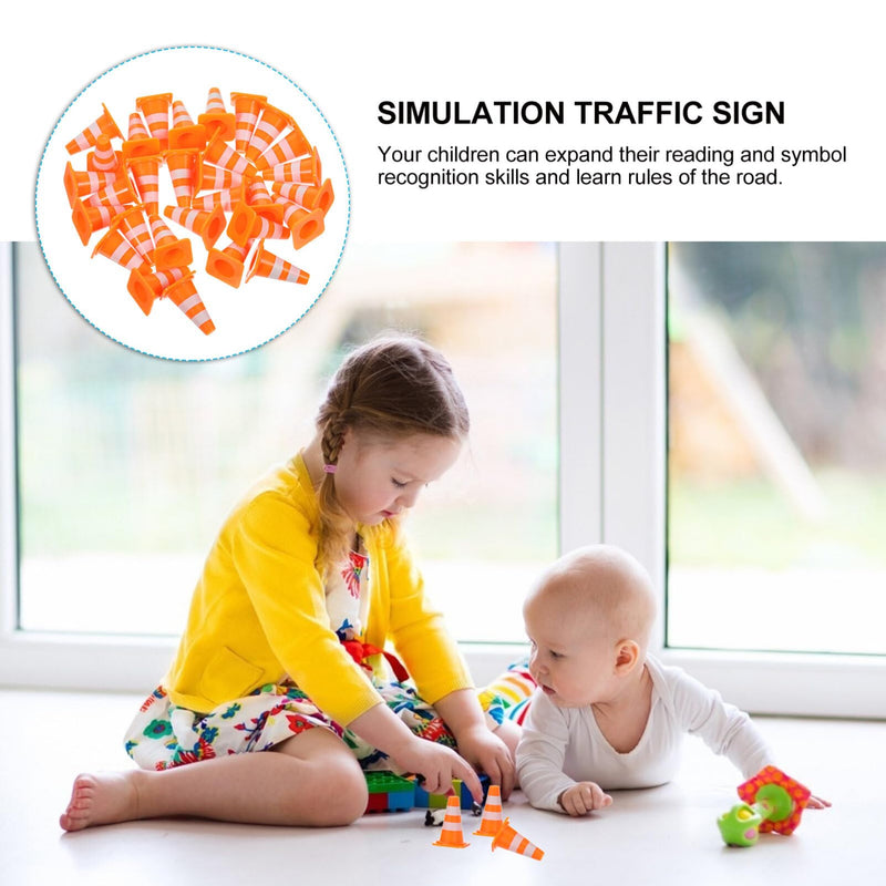 30Pcs Mini Traffic Cones, 1in Mini Traffic Cones Roadblock Signs, Training Roadblock Cones Traffic Scene Roadblocks, Multifunctional Building Theme Party Sports Activity Cones