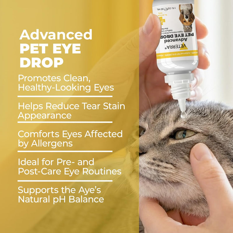 Dog and Cat Eye Care Solution for Dog & Cat – Vet Recommended Eye Cleaner, Helps Remove Eye Discharge & Tear Stains, Supports Eye Hygiene, Gentle Daily Use Eye Wash - 1 Oz 30 Ml