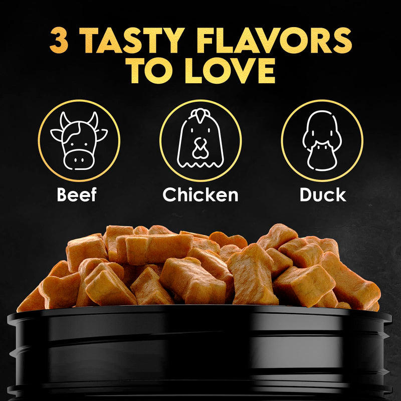 11-in-1 Muscle Gain Chews - Weight Gain Supplements for Dogs with High Protein & Amino Acids - Premium Muscle Builder for Bully & All Breeds - Healthy for Puppies - 150 Chews - Duck