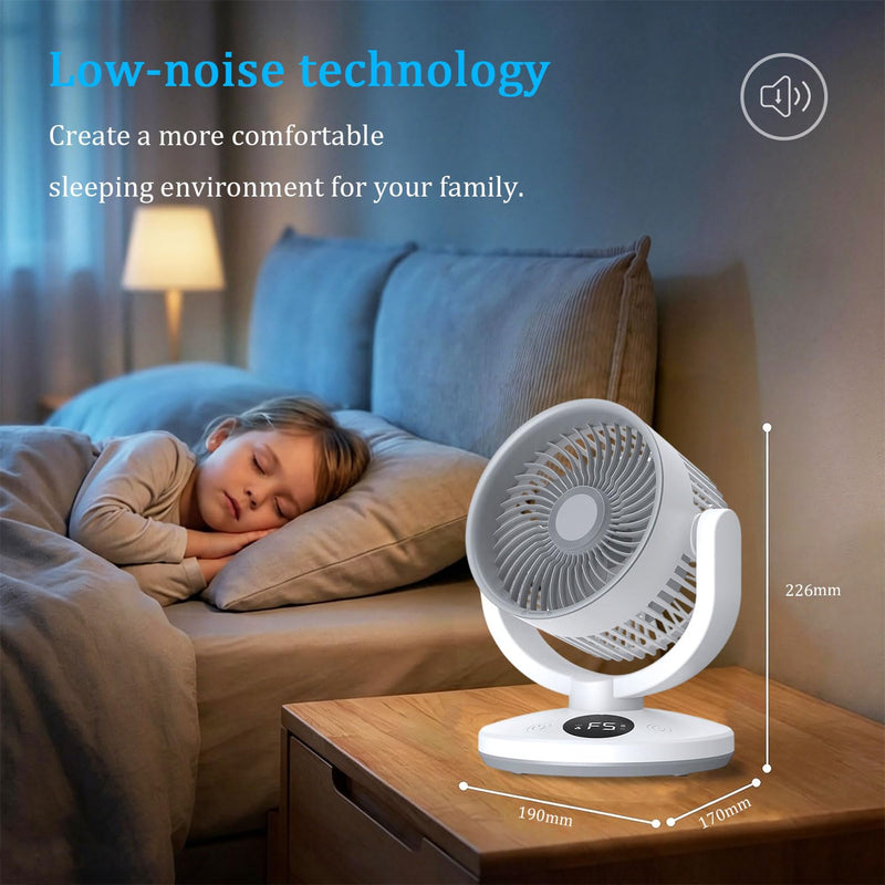 Desk fan for Bedroom, Desk Air Circulator Fan, Air outlet diameter 5.51 in，60ft Powerful Airflow,115° Vertical Manual,Sweeps 90°，Can be hung，5 Speeds,0-12H Timer, with Remote, Quiet Fan, Home (white) white
