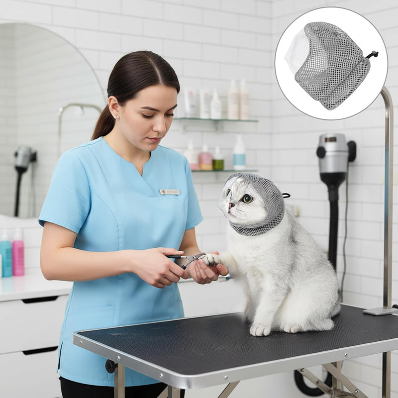 Adjustable Cat Muzzle for Grooming and Cat Nail Trimming Check,Biting Prevention, Pet Nail Clippers, Nail File.