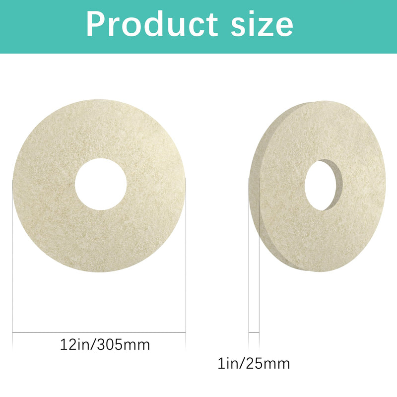 12" Polish Orbiter Pad 437.051 (2-Pack, White) fit for Oreck 550MC Orbiter Floor Machine .Fit Tile, Concrete, Vinyl Floors – Polishing 2