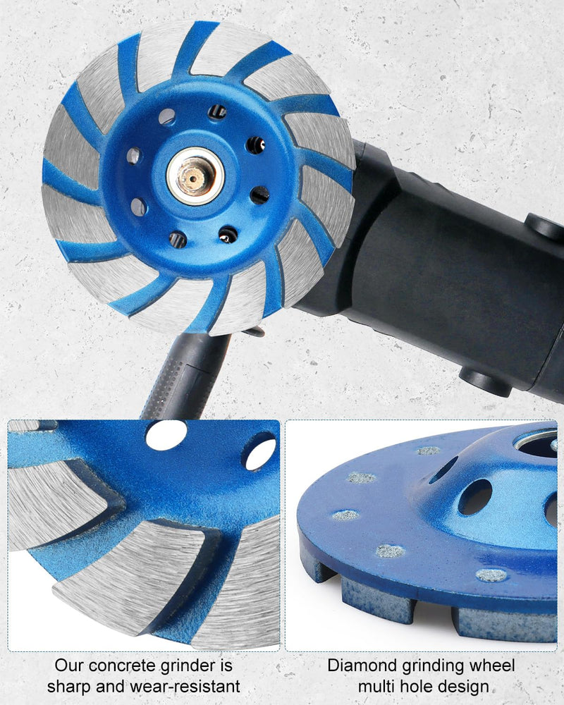 Diamond Concrete Grinding Wheel 4 1/2 inch, 12-Segment Concrete Grinding Wheel Disc for Angle Grinder Polishing and Cleaning Stone Concrete Surface, Stones, Cement, Marble Segment Turbo 1.0