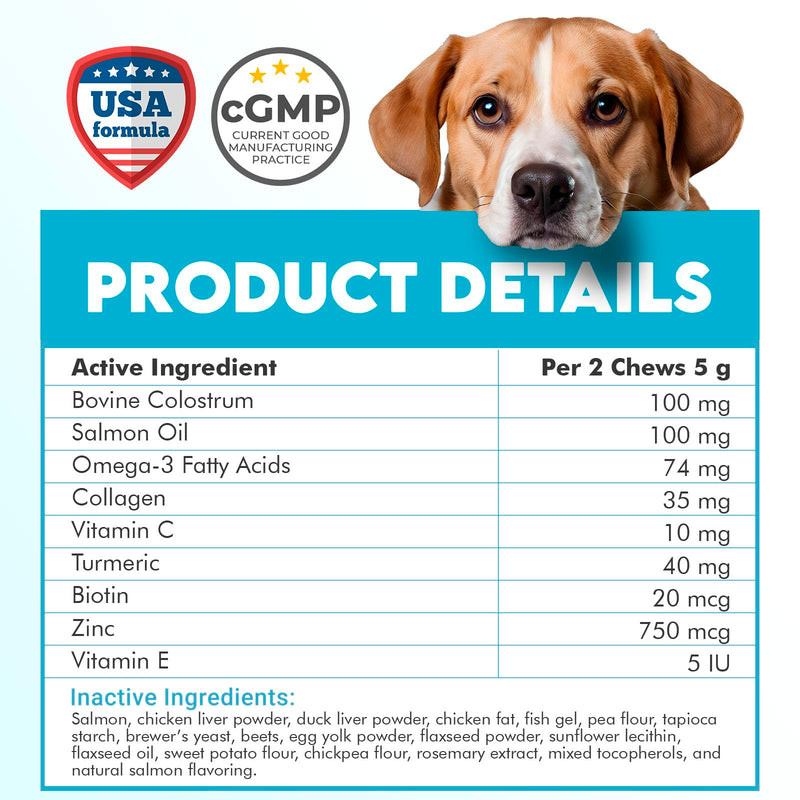 Omega 3 Chews for Dogs - 150Pcs - Dog Skin and Coat Supplement - Rich in EPA & DHA Fatty Acids - Itching Skin Relief Chews - Reduce Hair Shedding - Made with Fish Oil - Chicken