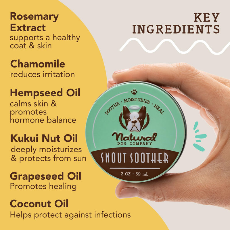 Natural Dog Company Snout Soother Bundle, Includes 2oz Tin + 0.15oz Stick, Dog Nose Balm for Chapped, Crusty and Dry Dog Noses, Organic, All Natural Ingredients, Packaging May Vary 2 oz. Tin & Travel Stick - PawsPlanet Australia