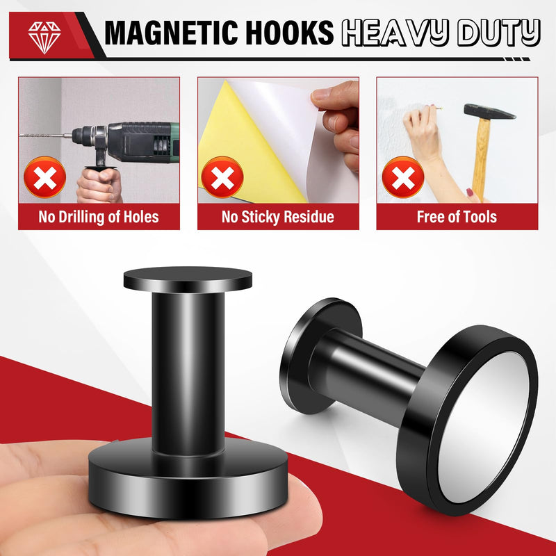 Magnetic Hooks for Cruise Cabins, Black 150Lb Magnetic Wreath Hanger, Locker Accessories, Strong Magnetic Hooks for Classroom, Whiteboard, Grill, Cruise Ship, Garage, Hanging - 3Pcs 3p