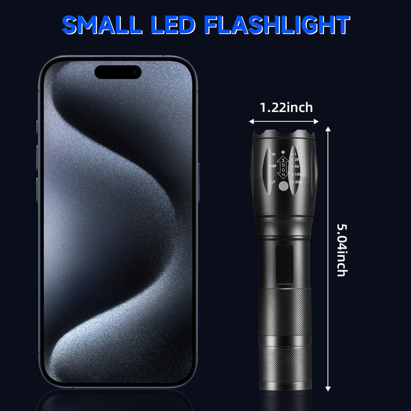 8 Pack Small Flashlight Powerful, 5 Modes Bright LED Flashlights High Lumens, Mini Flashlights for Home, Flash light for Emergency, Adjustable Pocket Tactical Flashlight Camping, Outdoor Torch Lights 8Pack