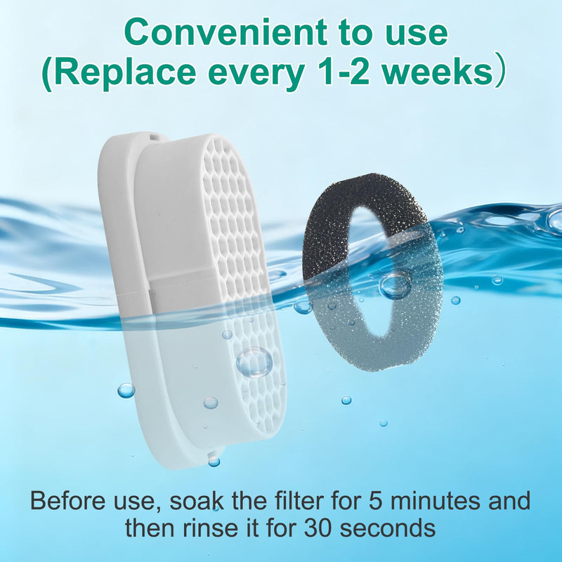 24 Pack Cat Fountain Replacement Filters for Neareal 108oz/3.2L Stainless Steel Pet Water Fountain, Pet Water Fountain Fliters (12 Filters & 12 Sponges)