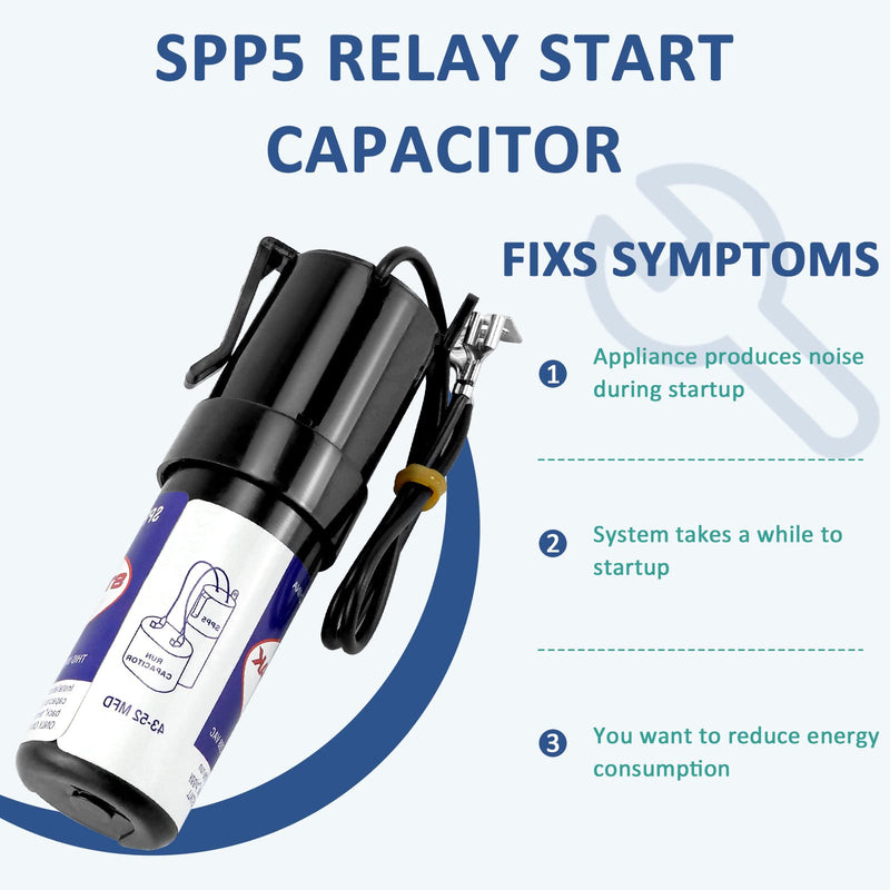 SPP5 Hard Start Capacitor for Air Conditioner,Increases Compressor Starting Torque 300% AC115V-288V from 4,000 BTU Window Units to 120,000 BTU Commercial Units(1/2 Thru 10 H.P.) by MIFLUS SPP5(Increases Torque 300%)