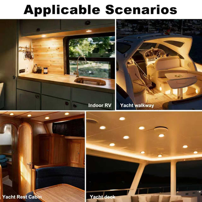 Boat Ceiling Lights interior boat lights waterproof 12v marine Deck Lights for pontoon RV Fishing Boat (Warm White & Bule) Warm White & Bule