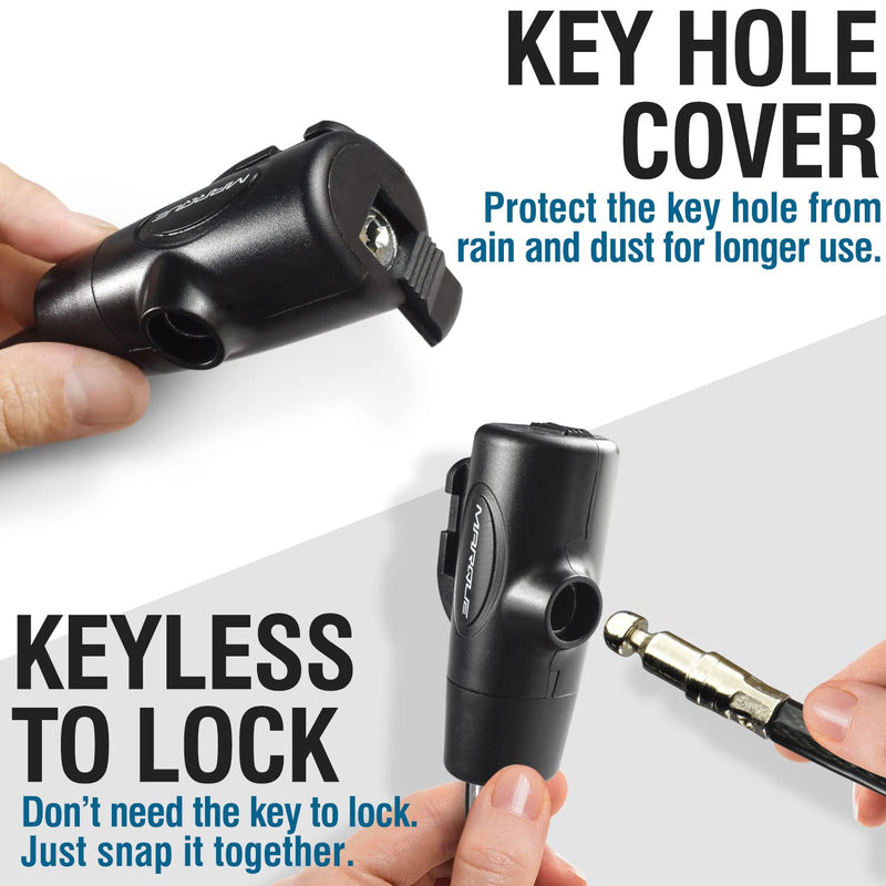 MARQUE Bike Lock with Key – 3/8” (4Ft, 7Ft, 15Ft, 25Ft) Straight Cable Locks with Keys, Anti-Theft Security Cable for Bicycles, Scooters, Kayaks, Paddle Boards, Gates 15 FT