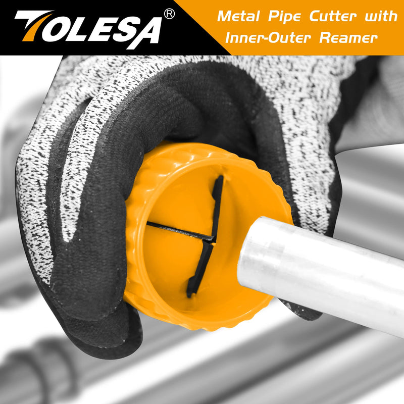 TOLESA Pipe Cutter Tool 3/16"-2" OD, Heavy Duty Metal Pipe Cutter With Deburring Tool Pipe Reamer Sharp Copper Tube Cutter Speed Cutting Tubing Cutter For Stainless Steel Aluminum Brass Pipe 2 In 1