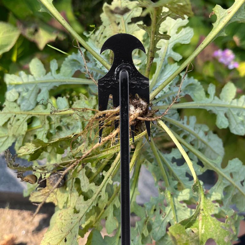 Garden Weed Pulling Tool Uprooting Weeding Tool, 4 Teeth Weed Puller Tool Manganese Steel Garden Weeder Tool for Vegetable Gardening Planting (Black, 2 Pack, 16 inches) 2 packs