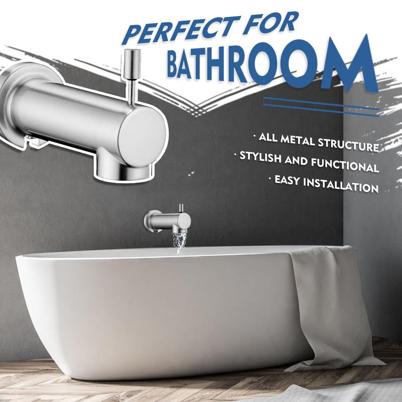 Slip on Tub Spout with Diverter Universal Tub Diverter Spout for 1/2" Copper Water Pipe, Brushed Nickel