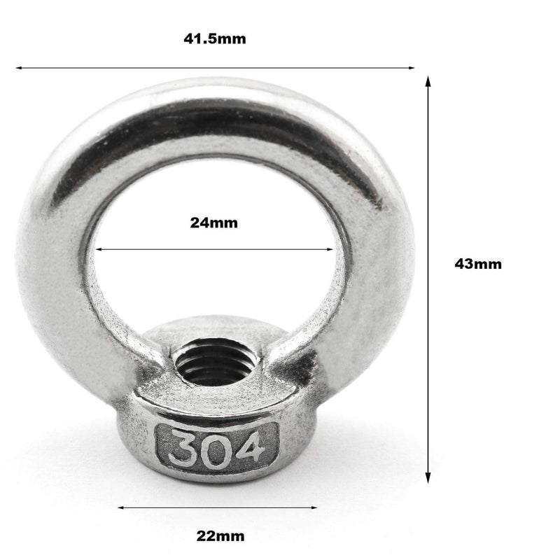 heyous 4pcs M10 304 Stainless Steel Ring Shape Lifting Eye Threaded Nut for Marine Hardware