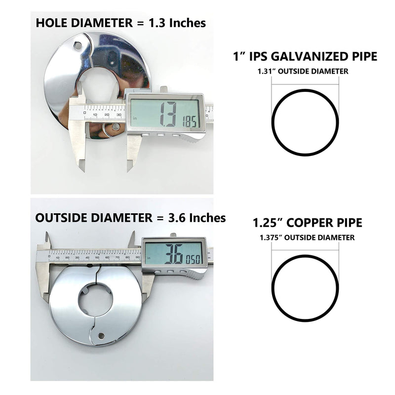 Floor and Ceiling Plate Split Flange, Fits 1 Inch IPS Galvanized Pipe or 1-1/4 Inch Copper Pipe, Chrome Finish (Pack of 6) - NewNest Australia