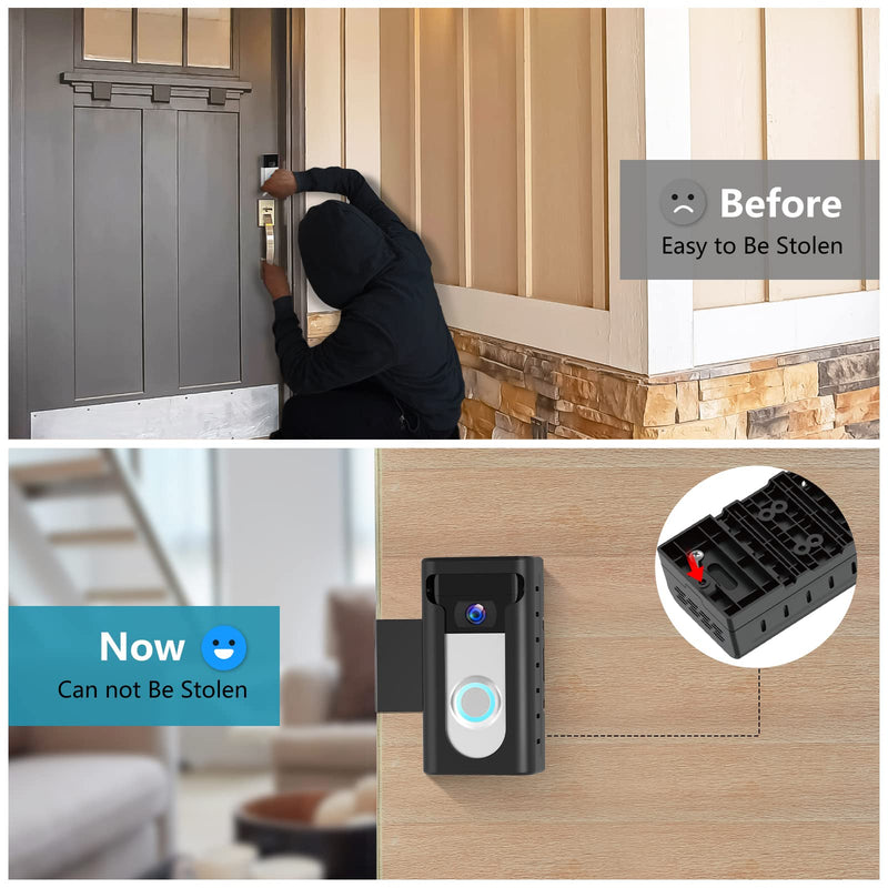KIMILAR 2024 Upgrade Anti-Theft Video Doorbell Mount, Not Block Doorbell Motion Sensor, Adjustable No-Drill Mounting Bracket Wedge Holder Accessories for Home Rentals Office Room Carbon Black