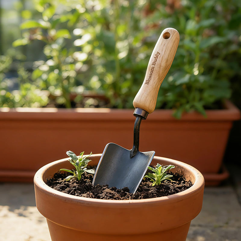 Garden Hand Trowel, Stainless Steel Planting Shovel with Wooden Handle, Ergonomic Design for Gardening and Digging