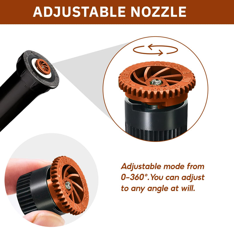 10 Pieces Variable Arc Nozzle, Replacement Pop-up Sprinkler Heads Compatible with Most of Adjustable Pop Up Sprinkler Spray Head for Garden Lawn Irrigation (8AN)