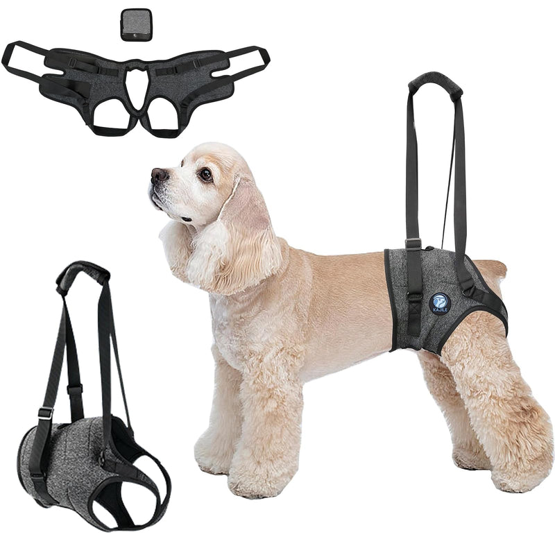 LIU&LIU Dog Support Harness for Hind Limb and Hip,Pet Recovery Walking Training,Elderly Injured Disbled,Dark Grey,S S Dark Grey