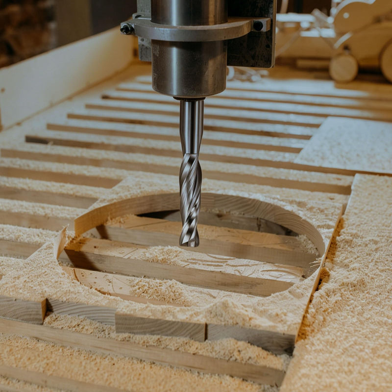 Carbide Upcut Spiral Router Bit, 10mm Shank CNC Router Bits 10mm x 32mm (Cutting Dia x Length) 2 Flutes End Mills Cutter for Hardwood, Solid Wood, Particle Board, MDF 10mm Dia - 32mm CL - 10mm Shank