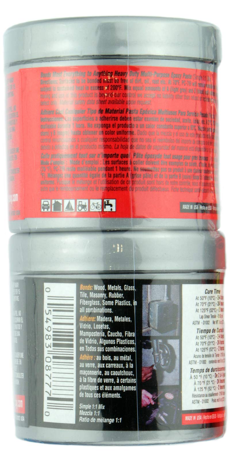 PC Products PC-7 Epoxy Adhesive Paste, Two-Part Heavy Duty, 1/2lb in Two Cans, Charcoal Gray 87770 1/2 lb in Two Cans