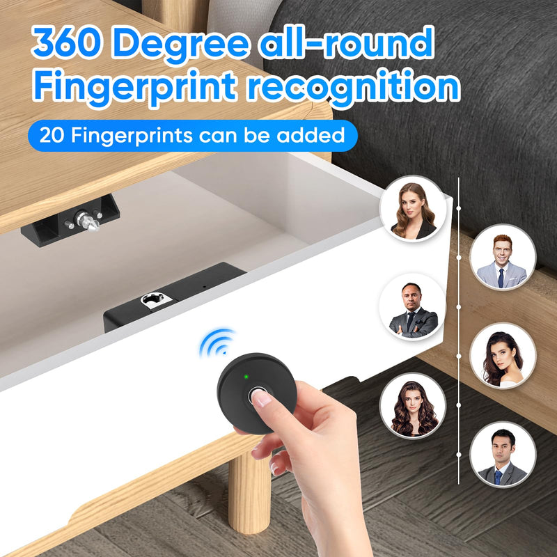 Fingerprint Remote Control Cabinet Lock, Fingerprint Remote Unlocking Within 10m, Hole-Less Lnstallation, Keyless Hidden File Drawer Wardrobe Lock, Lock for Home,Office, Closet Sliding Doors