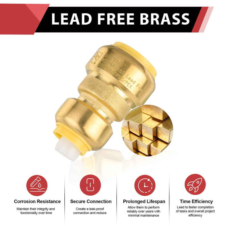 10piece Push Fit 3/4" x 1/2" Reducing Coupling 3/4" x 1/2" (P10)