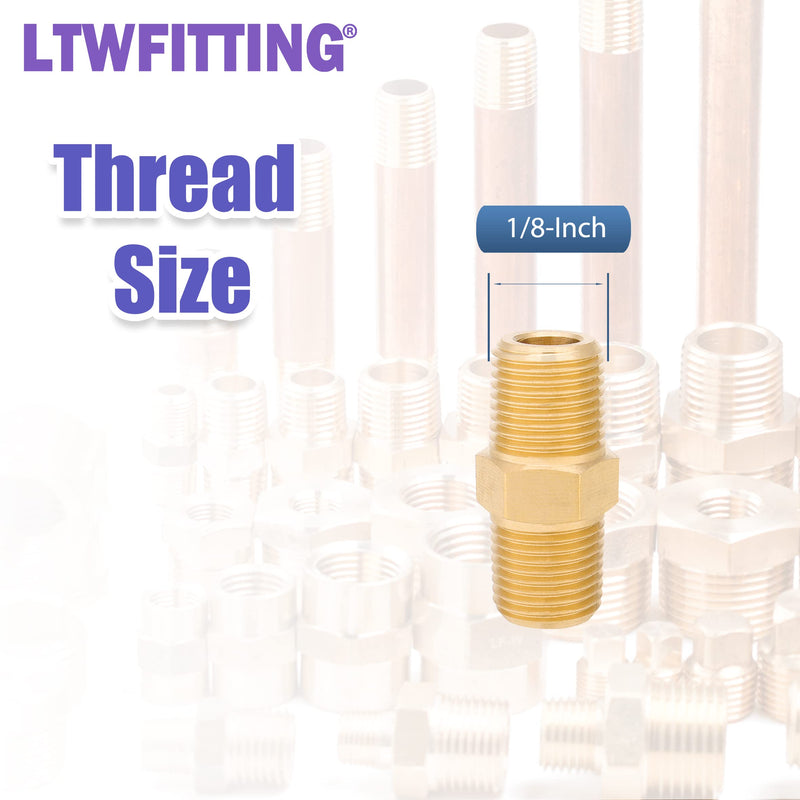 LTWFITTING Brass Hex Nipple Kit 1/8, 1/4, 3/8, 1/2, 3/4-Inch MPT (32pcs)