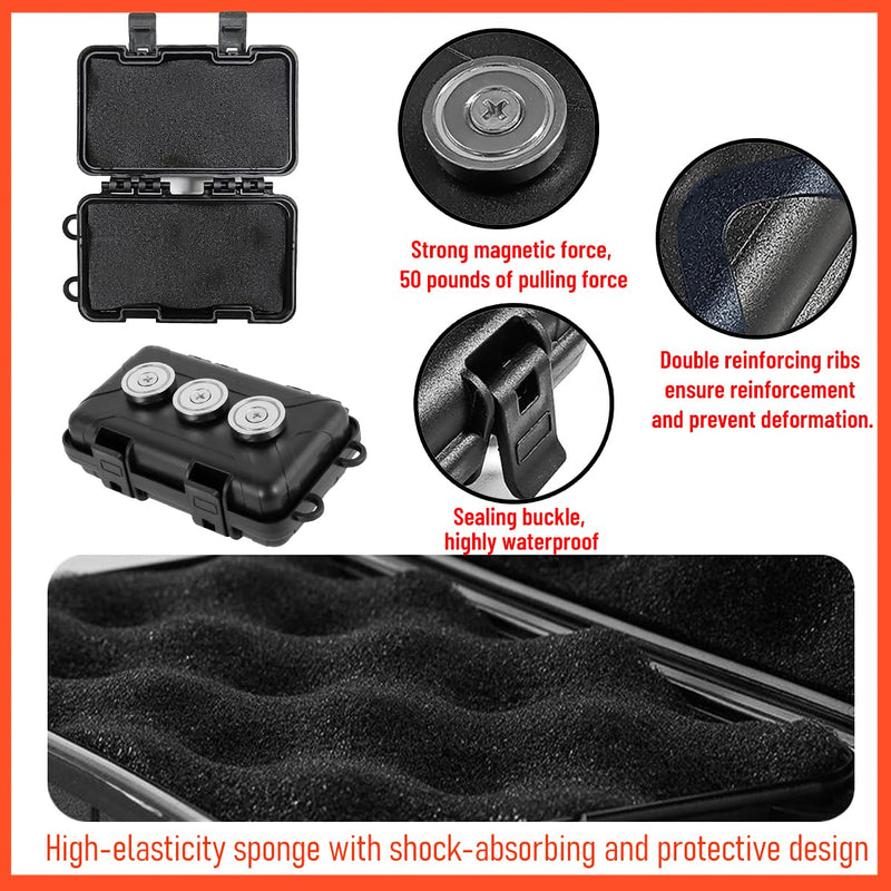 Magnetic Key Lock Box for Under Car, Waterproof Magnetic Vehicle Outdoor Key Holder Cabinet with 3 Strong Magnet, Automotive Hider Accessories for Outside Travel, Fits Most Vehicles