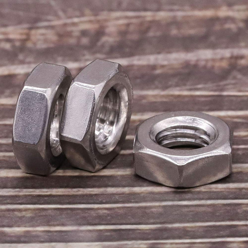 1/4-20 UNC Stainless Steel Thin Hex Nuts Hexagon Jam Nuts, 304 Stainless Steel 18-8, Full Thread, Coarse Thread, 50 PCS 1/4"-20