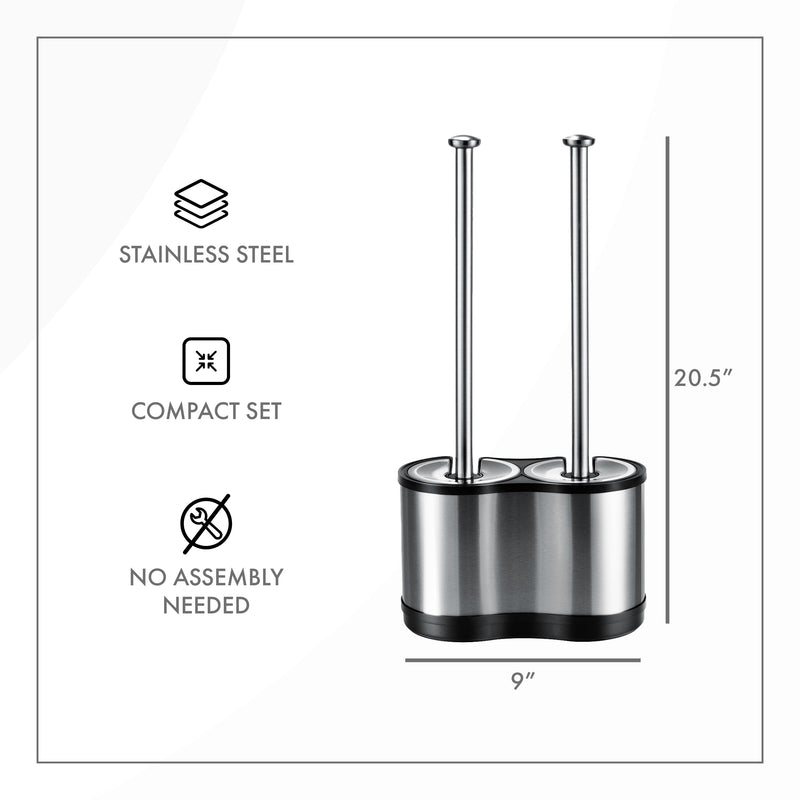 ToiletTree Products Modern Deluxe Freestanding Toilet Brush and Plunger Combo (Stainless Steel, Brush and Plunger Combo Set 4.5” x 9.75” x 18.5") 2.Combo