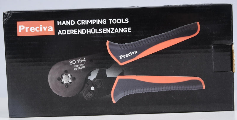 Wire Ferrule Crimping Tool, Preciva AWG 28-5 (0.08-16mm²) Square Jaw Wire Crimping Pliers Self-Adjustable Ratchet Ferrule Terminals Crimper for Wire Terminals Cables End-sleeves CP55001