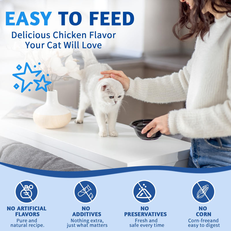 Taurine for Cats Supplement, Pure Cat Taurine Supplement for Heart & Eye Health Support, Immune Boost & Vitality - High Potency 200mg per Tablet - 150 Soft Chewable Delicious Natural Chicken Flavor