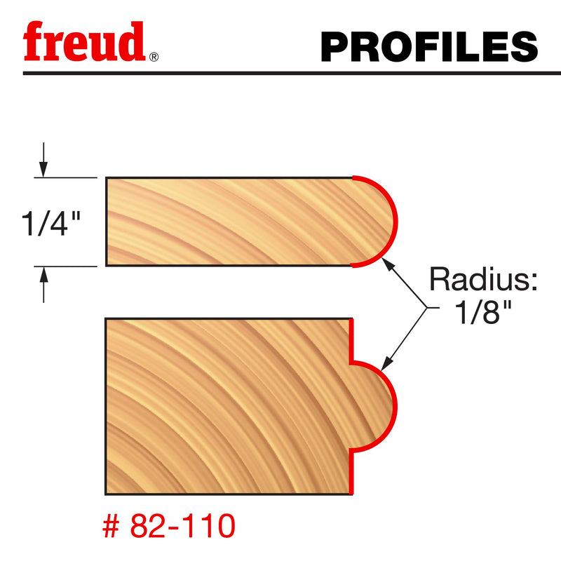Freud 82-110: 1/8" Radius Half Round Bit with 1/2" Shank