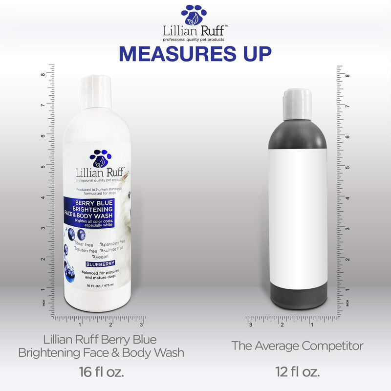 Lillian Ruff Berry Blue Brightening Face and Body Wash for Dogs and Cats - Tear Free Blueberry Shampoo - Remove Tear Stains, Hydrate Dry Itchy Skin, Add Shine & Luster to Coats - Made in USA (16oz) 16 Fl Oz (Pack of 1) - PawsPlanet Australia