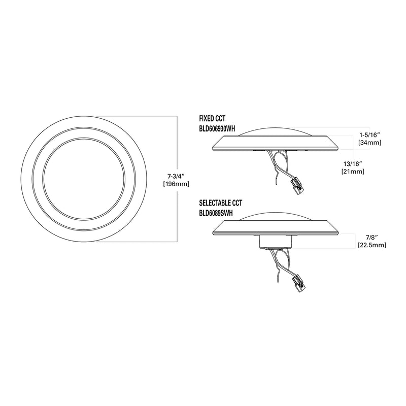 HALO BLD6089SWHR BLD 6 in. White Integrated Recessed Ceiling Light Trim at Selectable CCT (2700K-5000K), Title 20 Compliant LED Direct Mount, 6" 6 inch