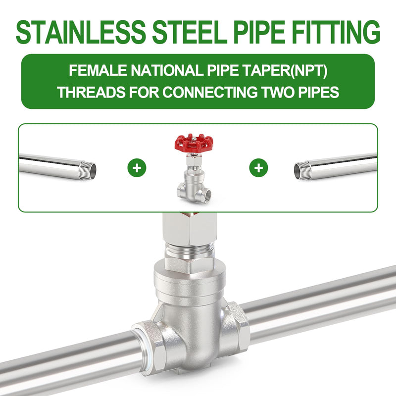 TAISHER 1PCS 304 Stainless Steel Gate Valve, 1-1/4" NPT Female Rotary Sluice Valve With Wheel Handle, For Water, Oil, Gas