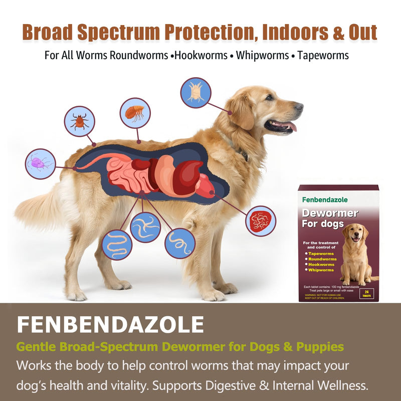 Dewormer for Dogs Fenbendazole for Tapeworms, Roundworms, Hookworms and Whipworms Broad Spectrum