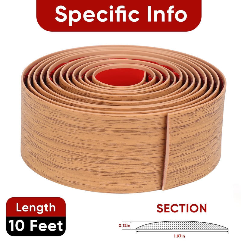 2'' x 10Ft Self Adhesive Floor Transition Strip, Laminate Vinyl Flooring Transition Strip for Joining Floor Gaps, Carpet Threshold, Doorway Transitions, Threshold Cover, Floor Tiles- Brown Wood Grain 2 Inch x 10 Feet