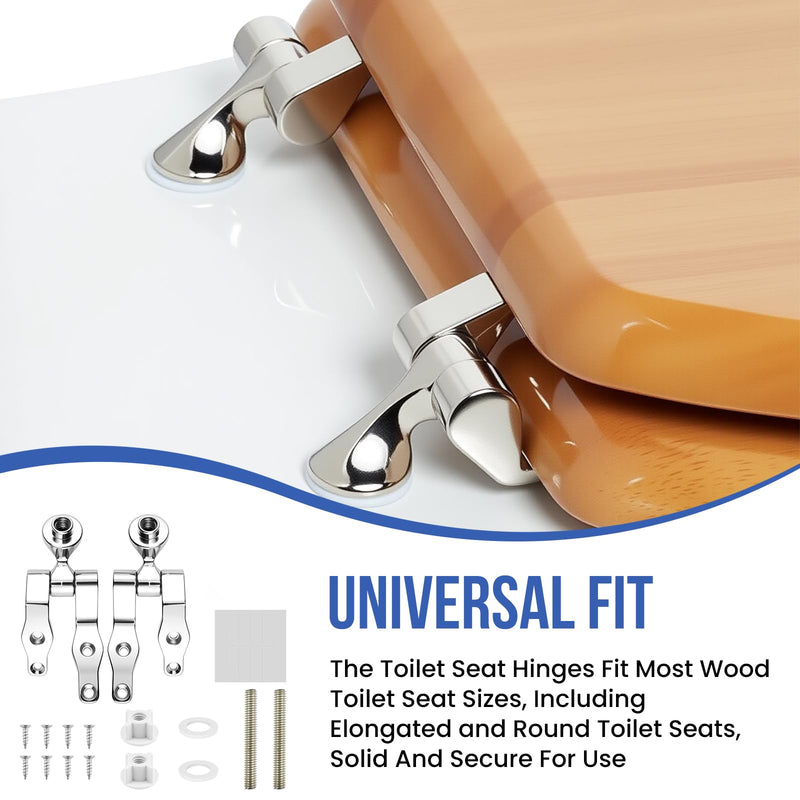 Toilet Seat Hinges | Zinc Alloy Toilet Seat Hinges Replacement Parts with Bolts Nuts & Bumpers | for Bathroom Hotel Public Use | Easy Installation Fittings 1 Set Hinges and Self-Adhesive Bumpers