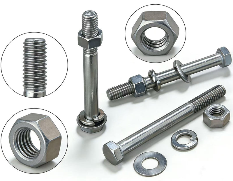 Hex Bolt, 3/4-10 * 5-1/2" Hex Head Screws Bolts, Nuts, Flat & Lock Washers,304 Stainless Steel 18-8, Partial Thread, 1 Set by DYFOL 3/4-10 * 5-1/2"