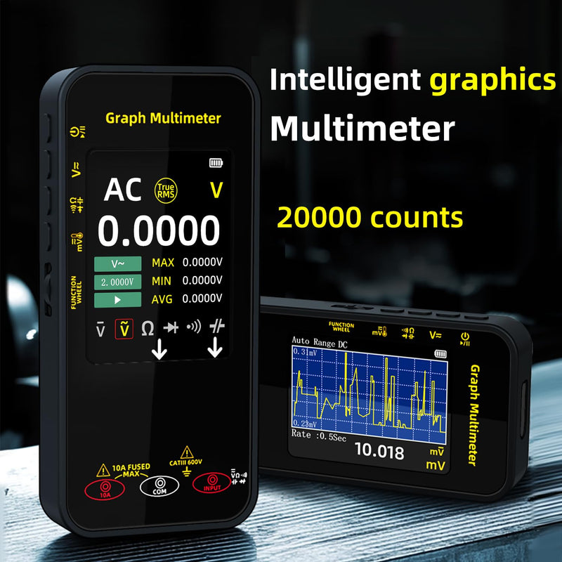 BSIDE Portable Digital Multimeter 20000 Word mV Voltmeter Rechargeable 3.2'' TFT Screen Compact Multimeter with Recording Mode Measure Resistance Capacitance Diode Max Min Ave Calculation