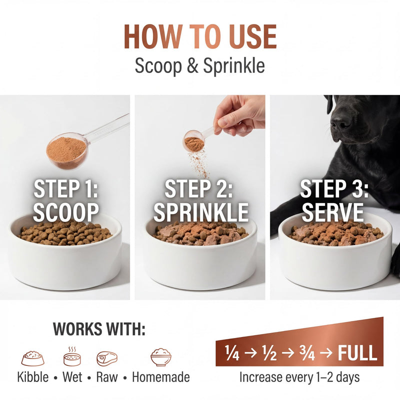 Kopo Dog Multivitamin Powder | Supports Heart, Daily Vitality, Immune Health, Digestion, Skin & Coat and Hip & Joint | for Puppy, Adult & Senior Dogs | Beef Liver Flavor | All Breeds Sizes