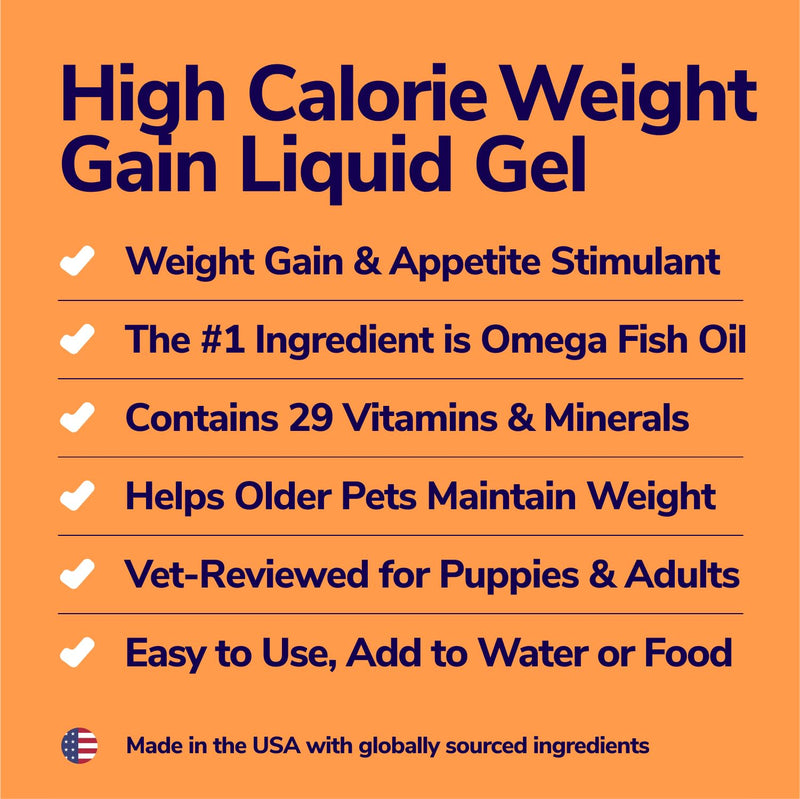High-Calorie Weight Gainer for Dogs & Cats - Multivitamin Nutritional Supplement Gel, Omega Fish Oil, Calcium - Puppy, Senior, Prenatal Cat & Dog Vitamins, Supplements for Weight Gain 16 oz - NewNest Australia