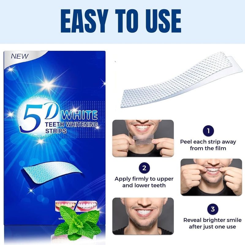 Waving Palms Teeth whitening Strips，28 Non-Sensitive Whitening Strips，Peroxide Free Teeth Whitening Strips，14 Treatments for Teeth whitening, Professional and Safe Teeth whitening Strips