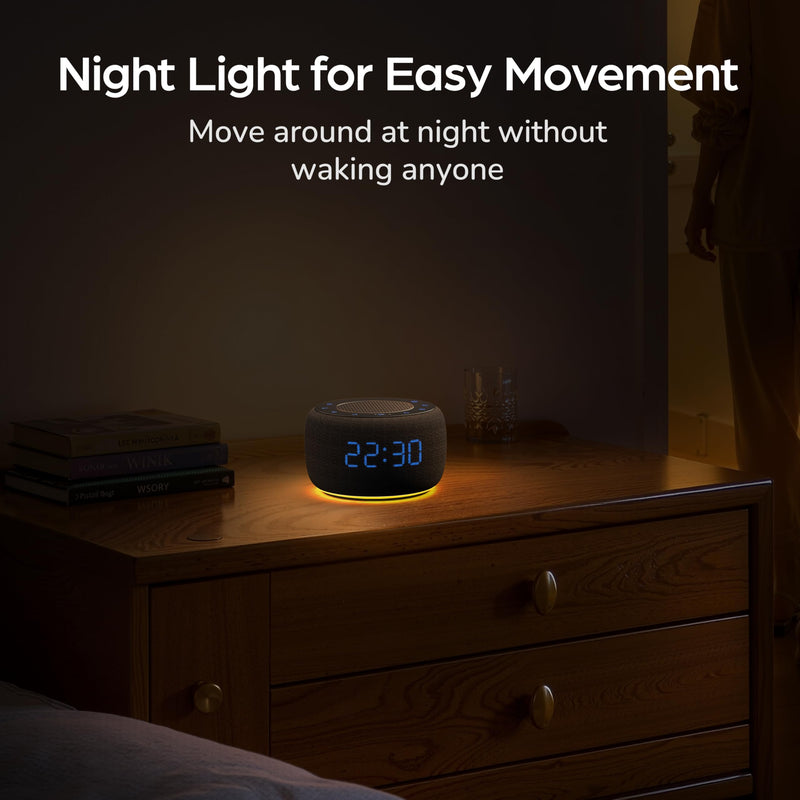 BUFFBEE Alarm Clock with Bluetooth Speaker & FM Radio for Bedside – Gradual Wake-Up Sounds, Fully Dimmable Display & Ambient Night Light, Plug-in Digital Clock for Bedroom Black