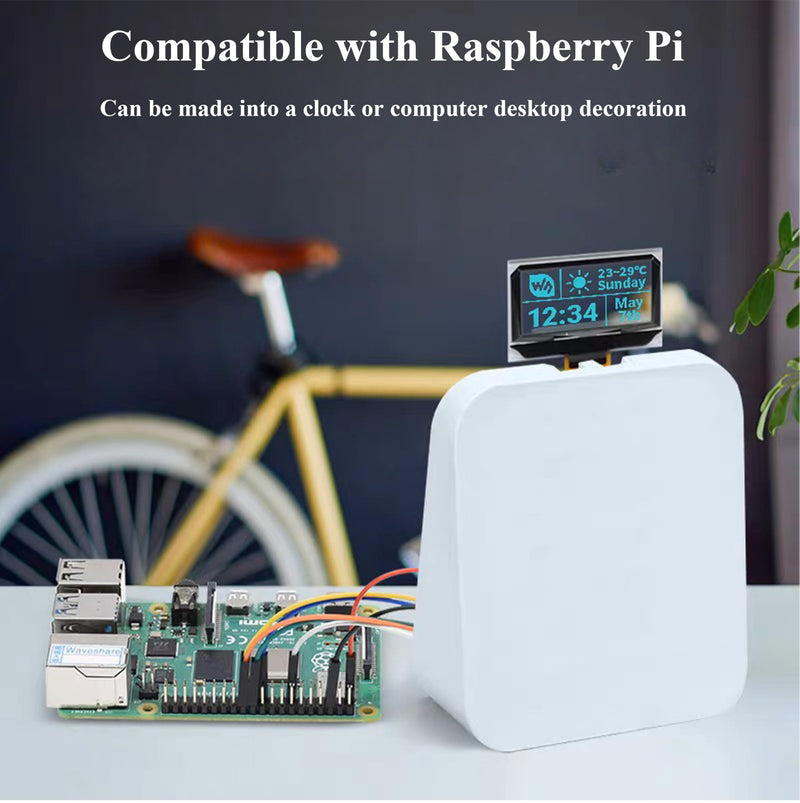 1.51inch Transparent OLED Compatible with Raspberry Pi 5/4B/3B+/3B/A+/Pi Zero W/Pi Zero 2W, 128 x 64 Resolution, SPI/I2C Interfaces, Embedded Independent Driver Chip, Light Blue Color Display