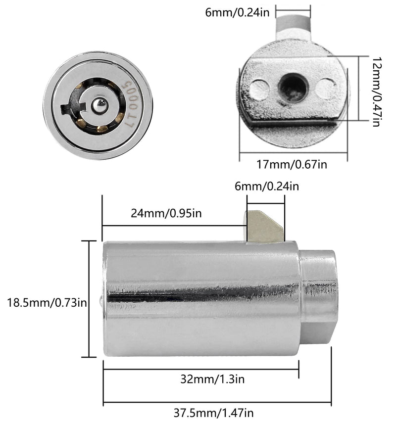 2 Set Vending Machine Lock and Key (Keyed Alike), High Security Tubular Keyway Soda Machine Locks