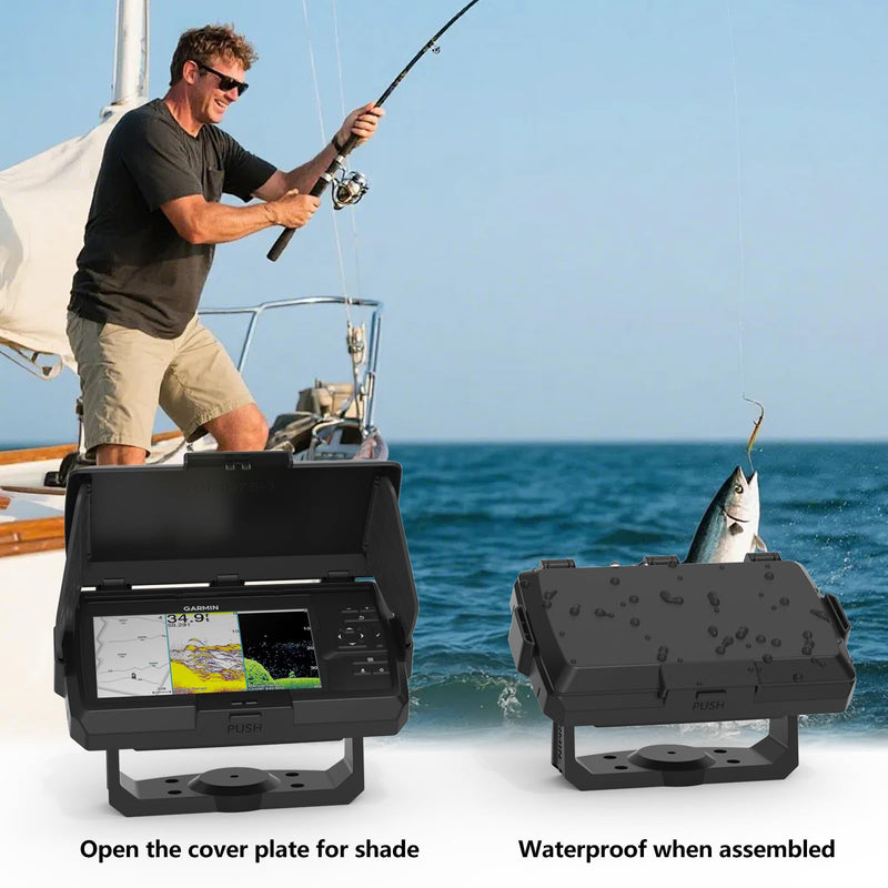 Protective Sun Visor Shield for Garmin Striker Vivid 5cv and Garmin Striker 5cv, ABS Foldable Weather Protection Screen Cover, Marine GPS Display Shade (Black)